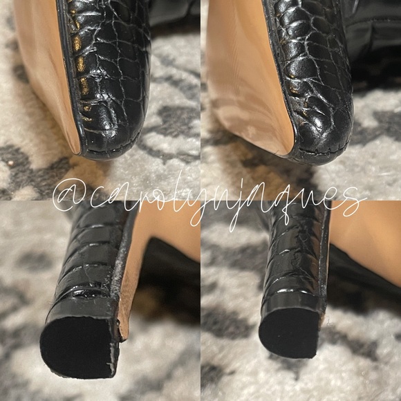 MISSGUIDED Mock Croc Mid Heel Knee High Boot - Picture 8 of 8